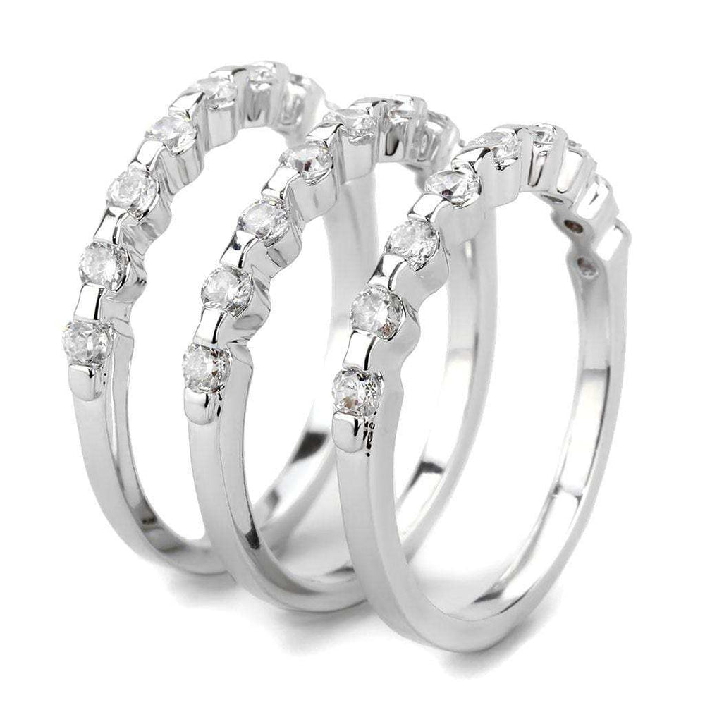 3W1595 - Rhodium Brass Ring with AAA Grade CZ in Clear - Alamode - Flyclothing LLC