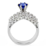 3W1596 - Rhodium Brass Ring with AAA Grade CZ in London Blue - Alamode - Flyclothing LLC