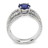 3W1597 - Rhodium Brass Ring with AAA Grade CZ in London Blue - Alamode - Flyclothing LLC