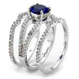 3W1597 - Rhodium Brass Ring with AAA Grade CZ in London Blue - Alamode - Flyclothing LLC