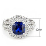 3W1599 - Rhodium Brass Ring with Synthetic Spinel in London Blue - Alamode - Flyclothing LLC