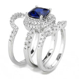 3W1599 - Rhodium Brass Ring with Synthetic Spinel in London Blue - Alamode - Flyclothing LLC