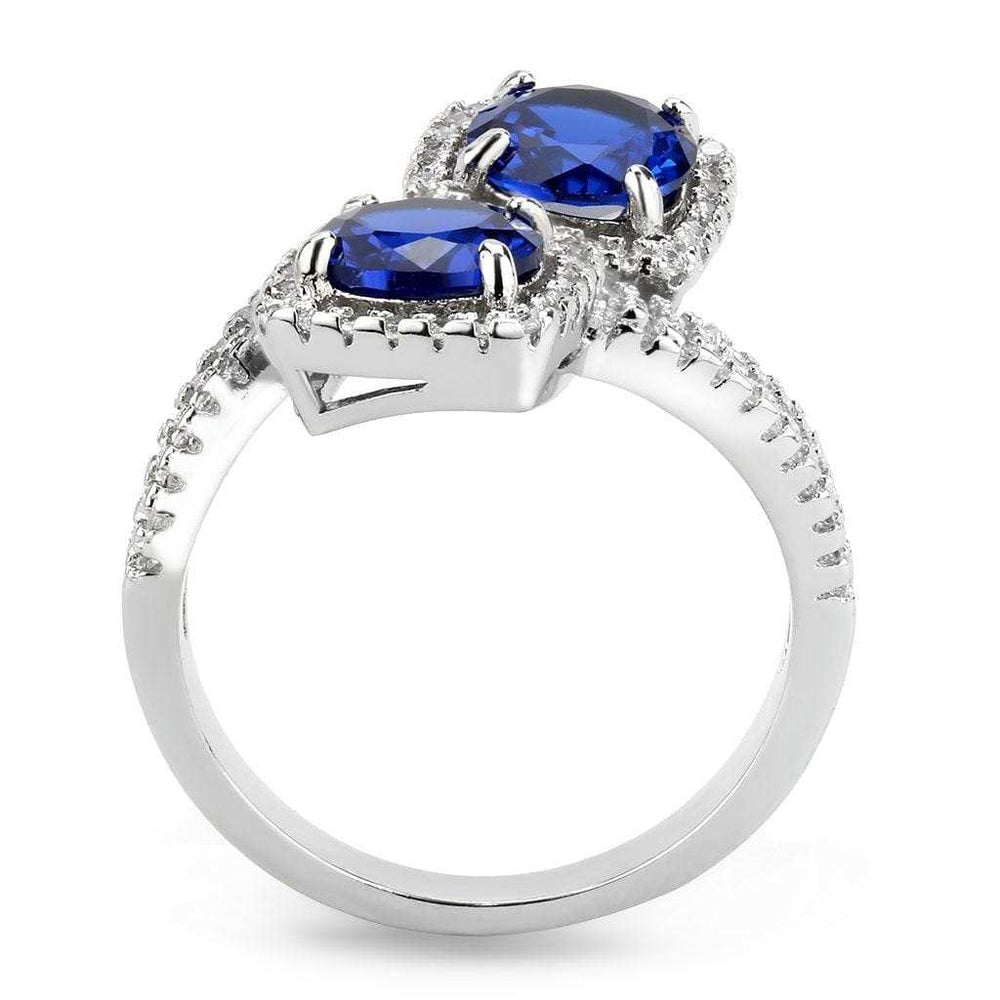 3W1600 - Rhodium Brass Ring with AAA Grade CZ in London Blue - Alamode - Flyclothing LLC