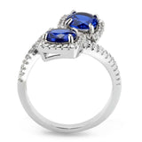 3W1600 - Rhodium Brass Ring with AAA Grade CZ in London Blue - Alamode - Flyclothing LLC