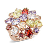 3W1603 - Rose Gold Brass Ring with AAA Grade CZ in MultiColor - Alamode - Flyclothing LLC