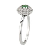 3W1604 - Rhodium Brass Ring with Synthetic in Emerald - Alamode - Flyclothing LLC