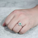 3W1604 - Rhodium Brass Ring with Synthetic in Emerald - Alamode - Flyclothing LLC