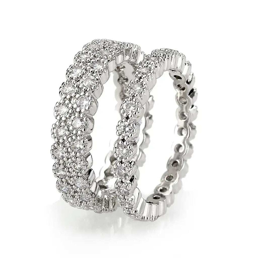 3W1605 - Rhodium Brass Ring with AAA Grade CZ in Clear - Alamode - Flyclothing LLC