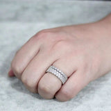 3W1605 - Rhodium Brass Ring with AAA Grade CZ in Clear - Alamode - Flyclothing LLC