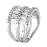 3W1606 - Rhodium Brass Ring with AAA Grade CZ in Clear - Alamode - Flyclothing LLC