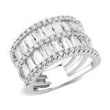 3W1606 - Rhodium Brass Ring with AAA Grade CZ in Clear - Alamode - Flyclothing LLC