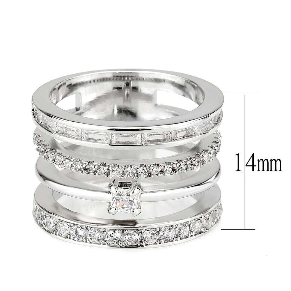 3W1607 - Rhodium Brass Ring with AAA Grade CZ in Clear - Alamode - Flyclothing LLC