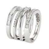 3W1607 - Rhodium Brass Ring with AAA Grade CZ in Clear - Alamode - Flyclothing LLC