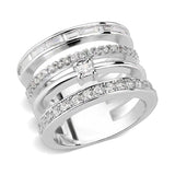 3W1607 - Rhodium Brass Ring with AAA Grade CZ in Clear - Alamode - Flyclothing LLC