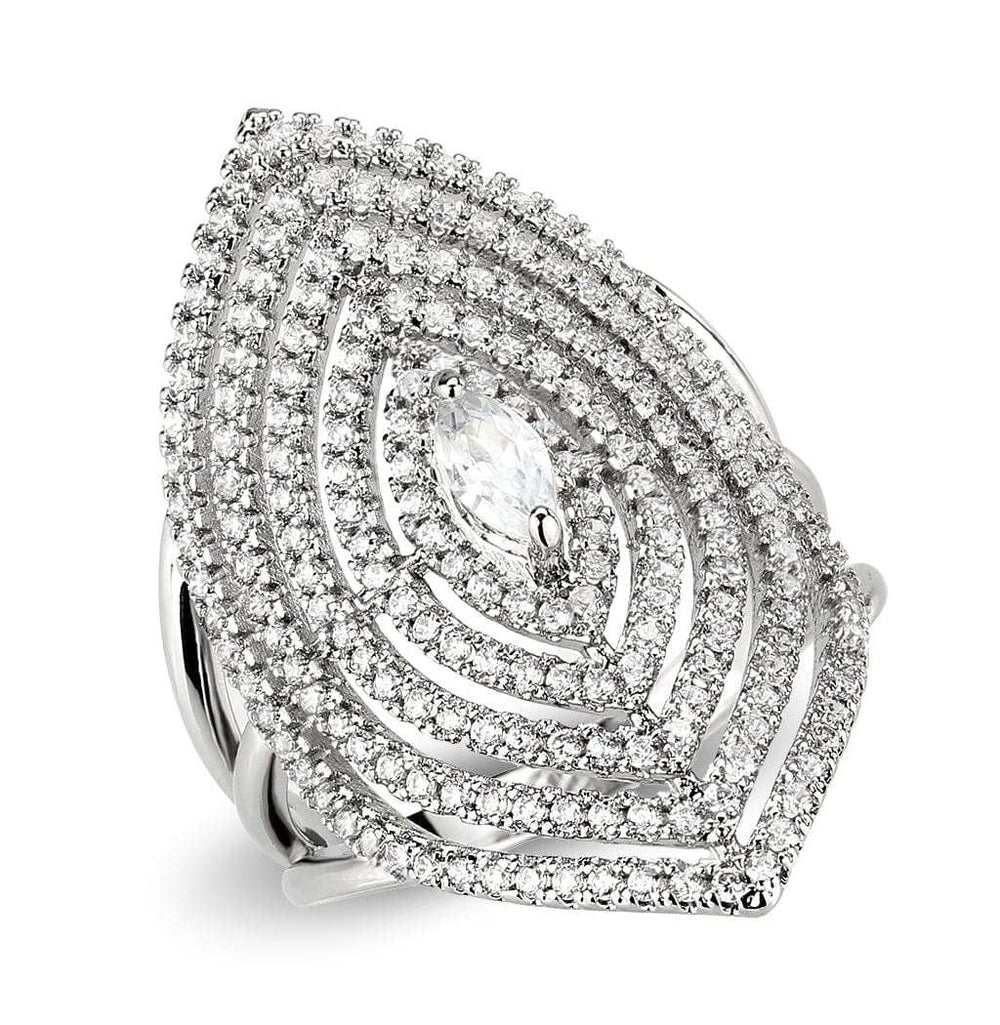 3W1608 - Rhodium Brass Ring with AAA Grade CZ in Clear - Alamode - Flyclothing LLC