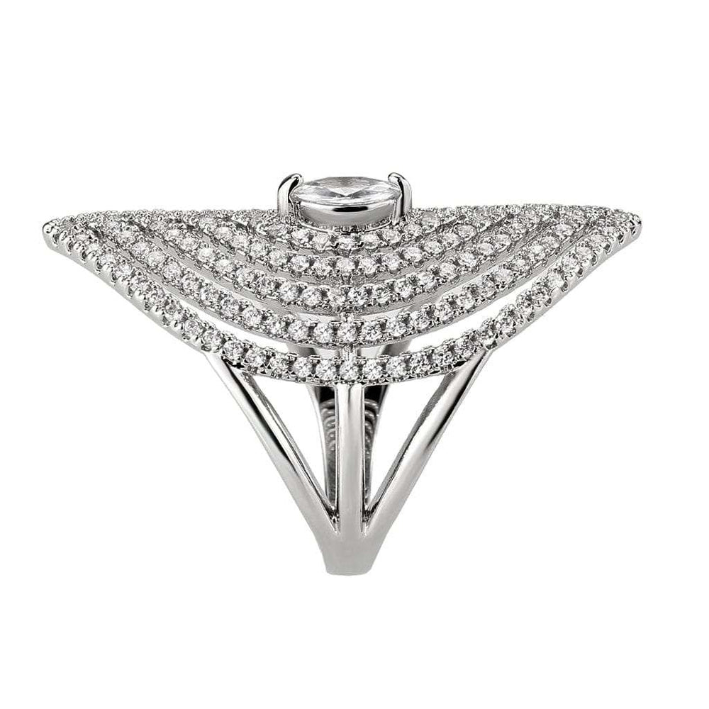 3W1608 - Rhodium Brass Ring with AAA Grade CZ in Clear - Alamode - Flyclothing LLC