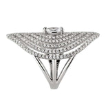 3W1608 - Rhodium Brass Ring with AAA Grade CZ in Clear - Alamode - Flyclothing LLC