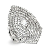 3W1608 - Rhodium Brass Ring with AAA Grade CZ in Clear - Alamode - Flyclothing LLC