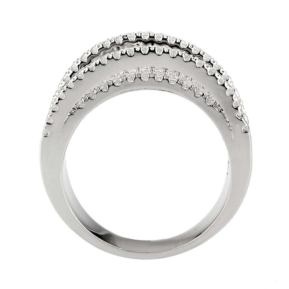 3W1609 - Rhodium Brass Ring with AAA Grade CZ in Clear - Alamode - Flyclothing LLC