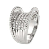 3W1609 - Rhodium Brass Ring with AAA Grade CZ in Clear - Alamode - Flyclothing LLC