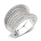 3W1609 - Rhodium Brass Ring with AAA Grade CZ in Clear - Alamode - Flyclothing LLC