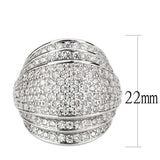 3W1610 - Rhodium Brass Ring with AAA Grade CZ in Clear - Alamode - Flyclothing LLC