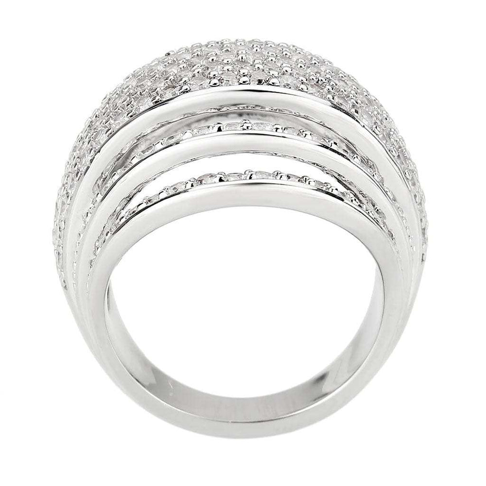 3W1610 - Rhodium Brass Ring with AAA Grade CZ in Clear - Alamode - Flyclothing LLC