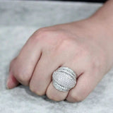 3W1610 - Rhodium Brass Ring with AAA Grade CZ in Clear - Alamode - Flyclothing LLC
