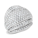3W1610 - Rhodium Brass Ring with AAA Grade CZ in Clear - Alamode - Flyclothing LLC