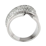 3W1611 - Rhodium Brass Ring with AAA Grade CZ in Clear - Alamode - Flyclothing LLC