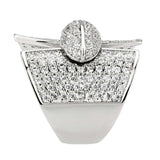 3W1611 - Rhodium Brass Ring with AAA Grade CZ in Clear - Alamode - Flyclothing LLC