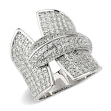 3W1611 - Rhodium Brass Ring with AAA Grade CZ in Clear - Alamode - Flyclothing LLC