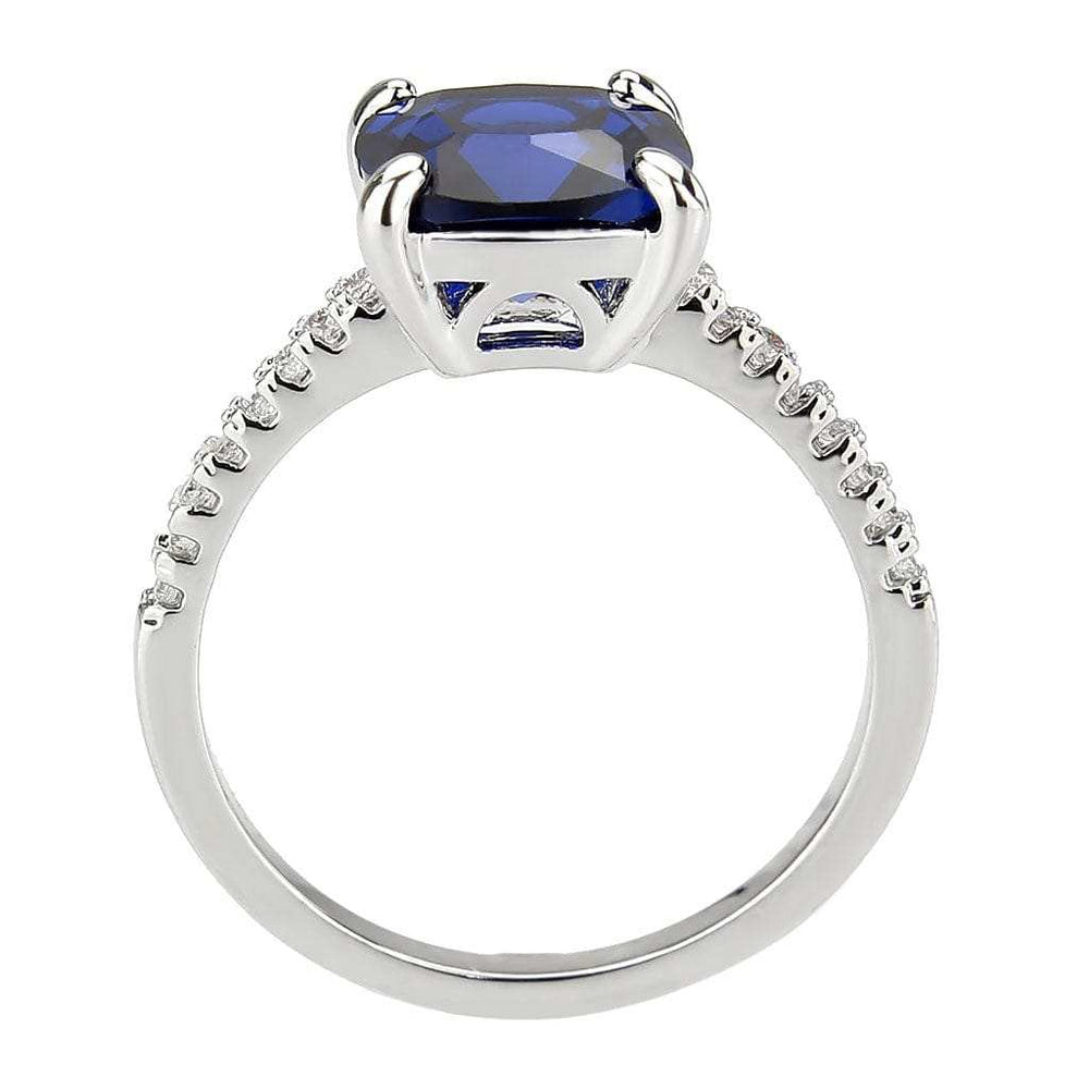 3W1612 - Rhodium Brass Ring with Semi-Precious in London Blue - Alamode - Flyclothing LLC
