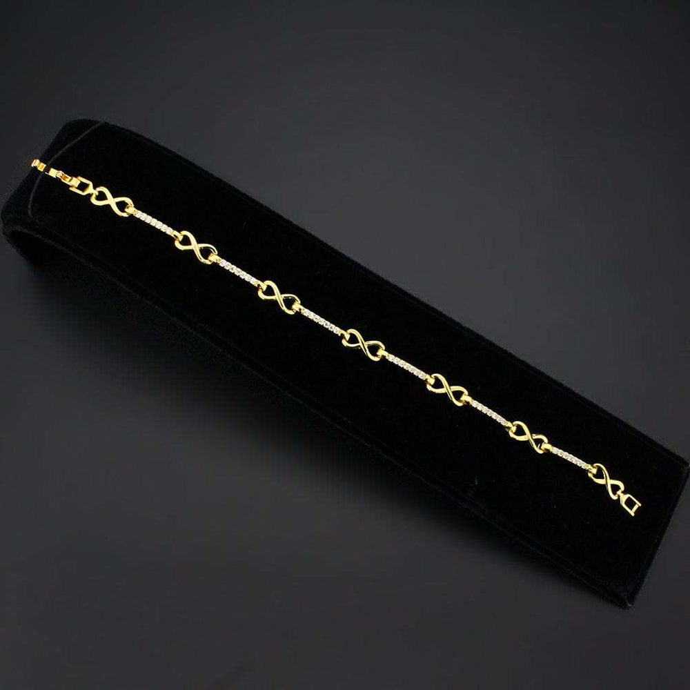 3W1629 - Flash Gold Brass Bracelet with AAA Grade CZ in Clear - Alamode - Flyclothing LLC