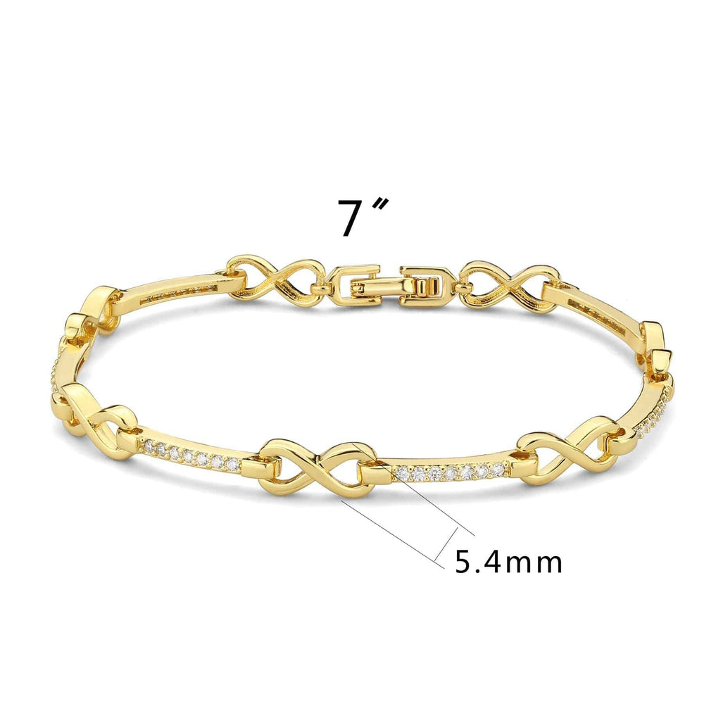 3W1629 - Flash Gold Brass Bracelet with AAA Grade CZ in Clear - Alamode - Flyclothing LLC