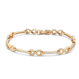 3W1630 - Flash Rose Gold Brass Bracelet with AAA Grade CZ in Clear - Alamode - Flyclothing LLC