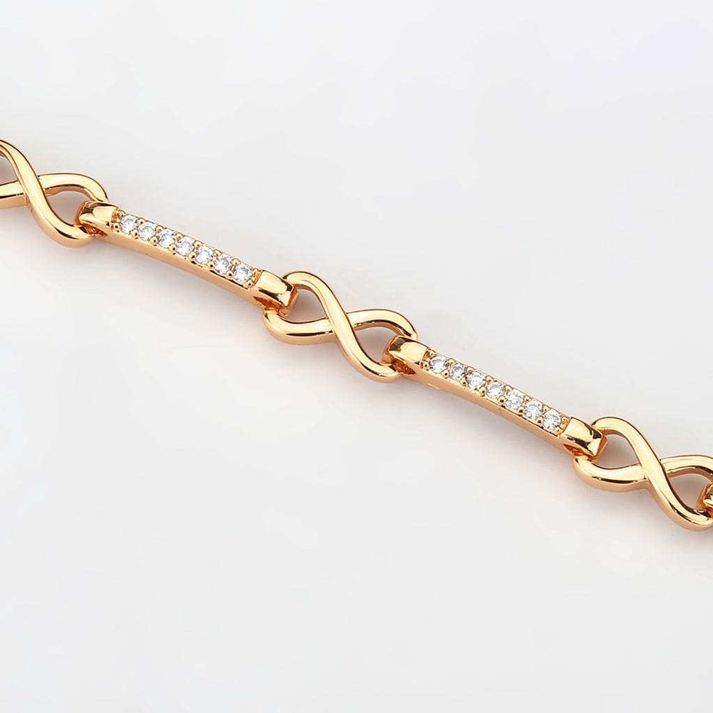 3W1630 - Flash Rose Gold Brass Bracelet with AAA Grade CZ in Clear - Alamode - Flyclothing LLC
