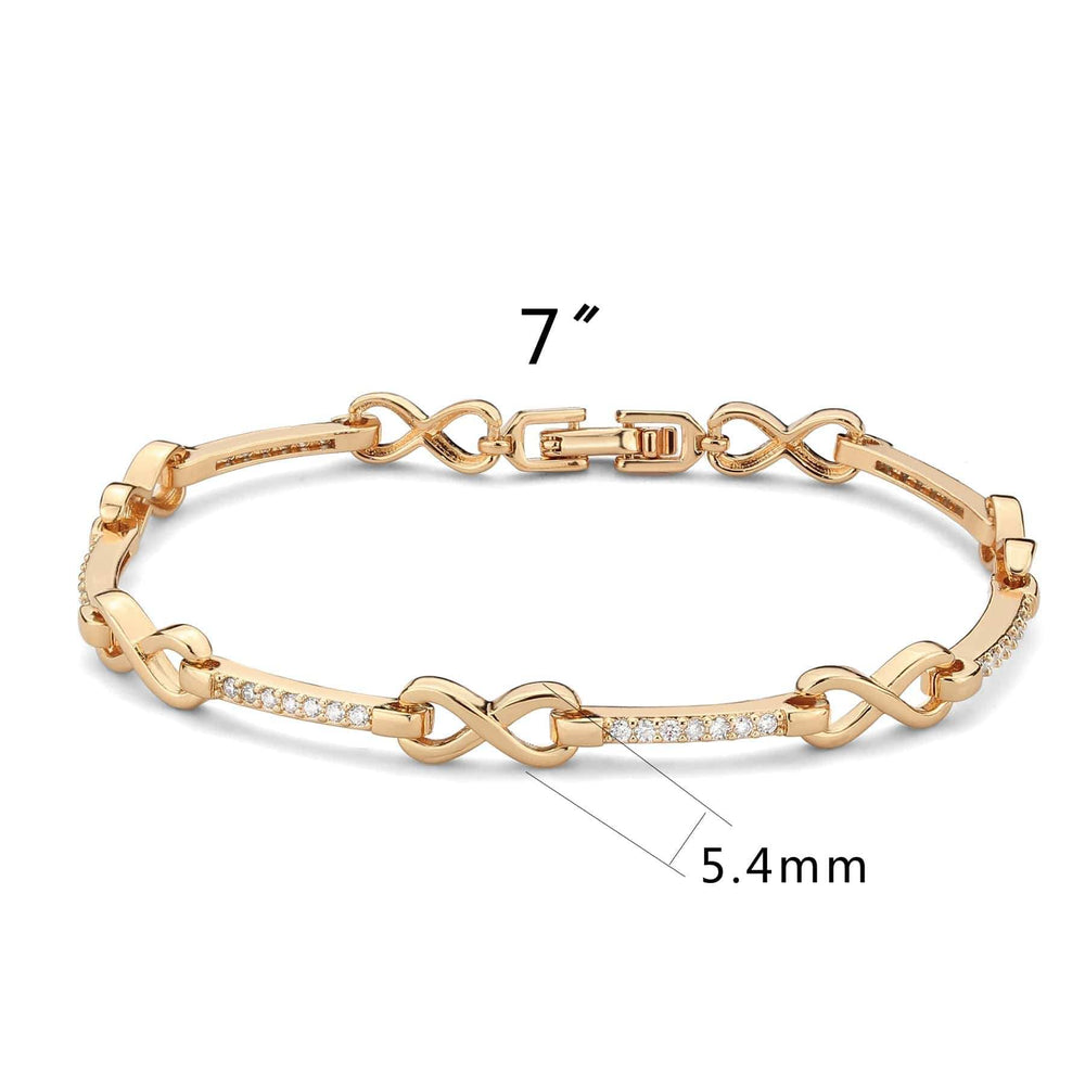 3W1630 - Flash Rose Gold Brass Bracelet with AAA Grade CZ in Clear - Alamode - Flyclothing LLC