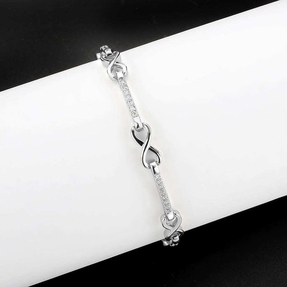 3W1631 - Rhodium Brass Bracelet with AAA Grade CZ in Clear - Alamode - Flyclothing LLC