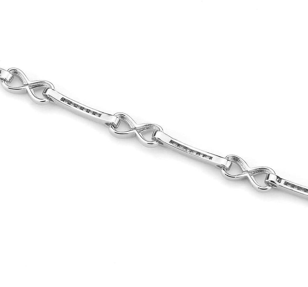 3W1631 - Rhodium Brass Bracelet with AAA Grade CZ in Clear - Alamode - Flyclothing LLC