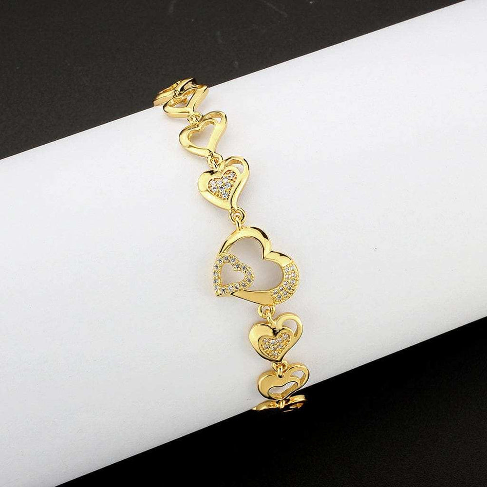 3W1632 - Flash Gold Brass Bracelet with AAA Grade CZ in Clear - Alamode - Flyclothing LLC
