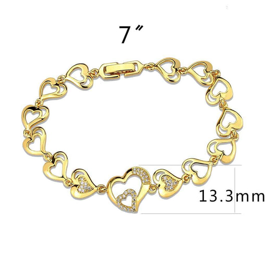 3W1632 - Flash Gold Brass Bracelet with AAA Grade CZ in Clear - Alamode - Flyclothing LLC