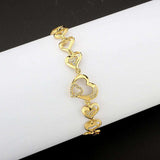 3W1632 - Flash Gold Brass Bracelet with AAA Grade CZ in Clear - Alamode - Flyclothing LLC