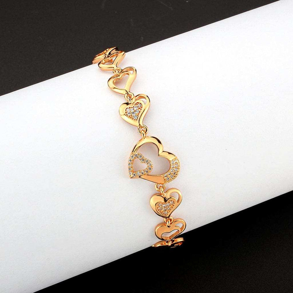 3W1633 - Flash Rose Gold Brass Bracelet with AAA Grade CZ in Clear - Alamode - Flyclothing LLC