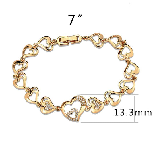 3W1633 - Flash Rose Gold Brass Bracelet with AAA Grade CZ in Clear - Alamode - Flyclothing LLC