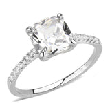 3W1636 - Rhodium Brass Ring with AAA Grade CZ in Clear - Alamode - Flyclothing LLC