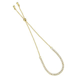 3W1638 - Gold Brass Bracelet with AAA Grade CZ in Clear - Alamode - Flyclothing LLC