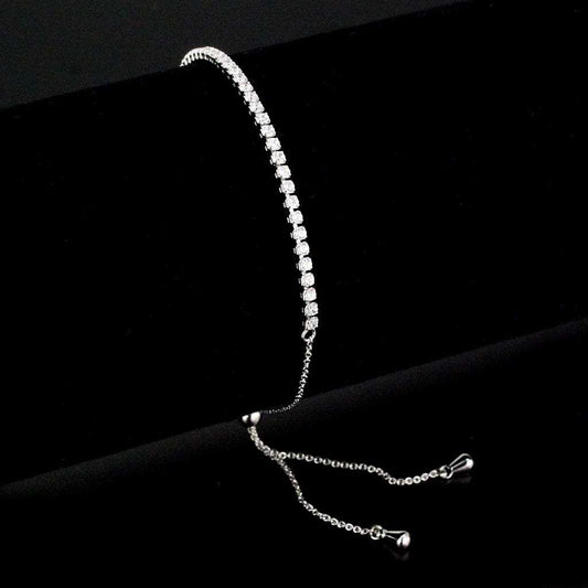 3W1640 - Rhodium Brass Bracelet with AAA Grade CZ in Clear - Alamode - Flyclothing LLC