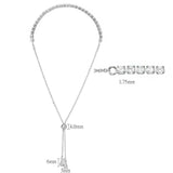 3W1640 - Rhodium Brass Bracelet with AAA Grade CZ in Clear - Alamode - Flyclothing LLC