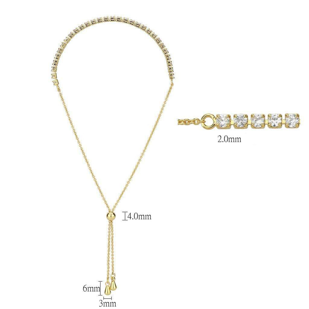 3W1644 - Gold Brass Bracelet with AAA Grade CZ in Clear - Alamode - Flyclothing LLC